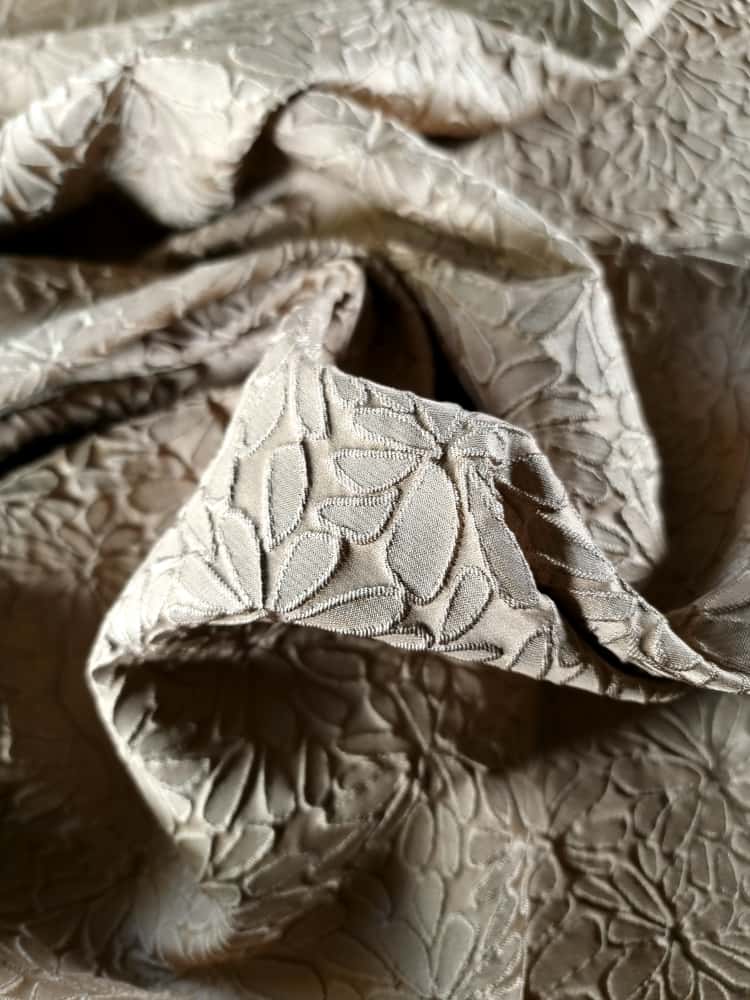 Tesatura Jacquard - design floral, Bej - imagine 3