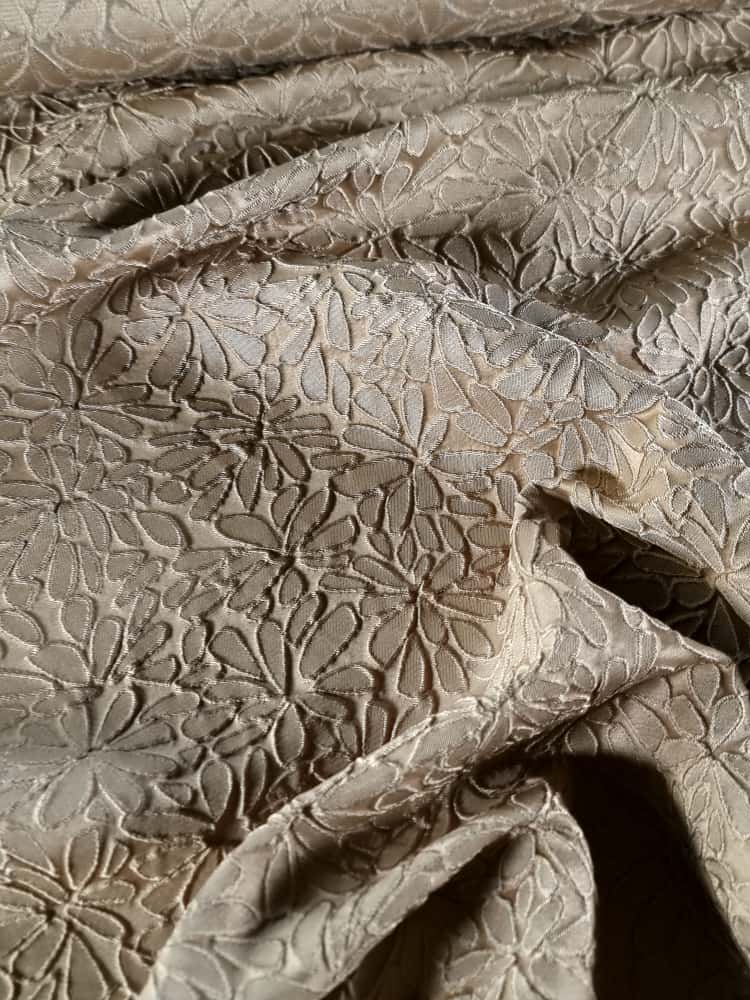 Tesatura Jacquard - design floral, Bej - imagine 4