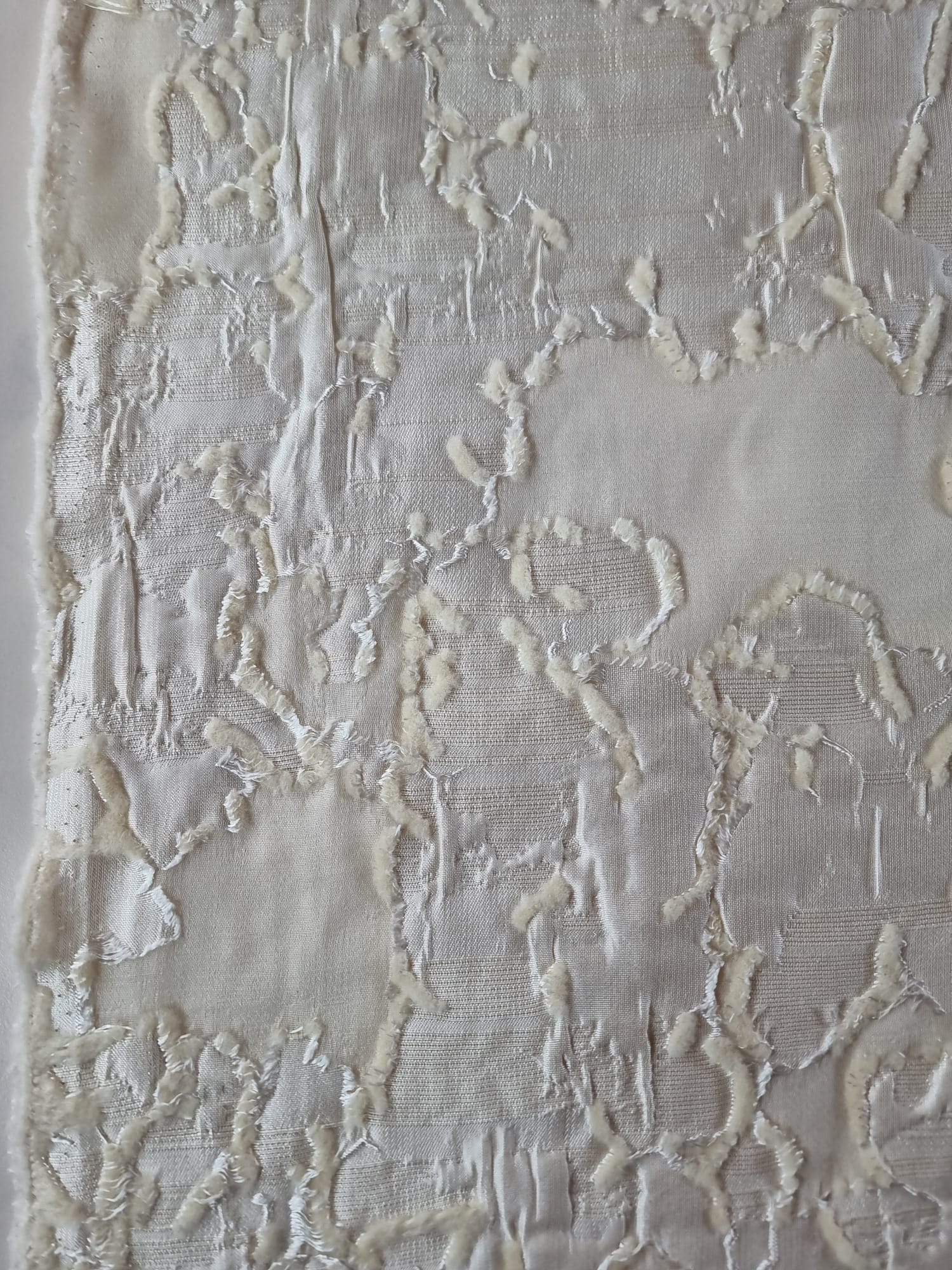 Tesatura Jacquard cu matase naturala - design abstract 3D, Ivoire - imagine 6