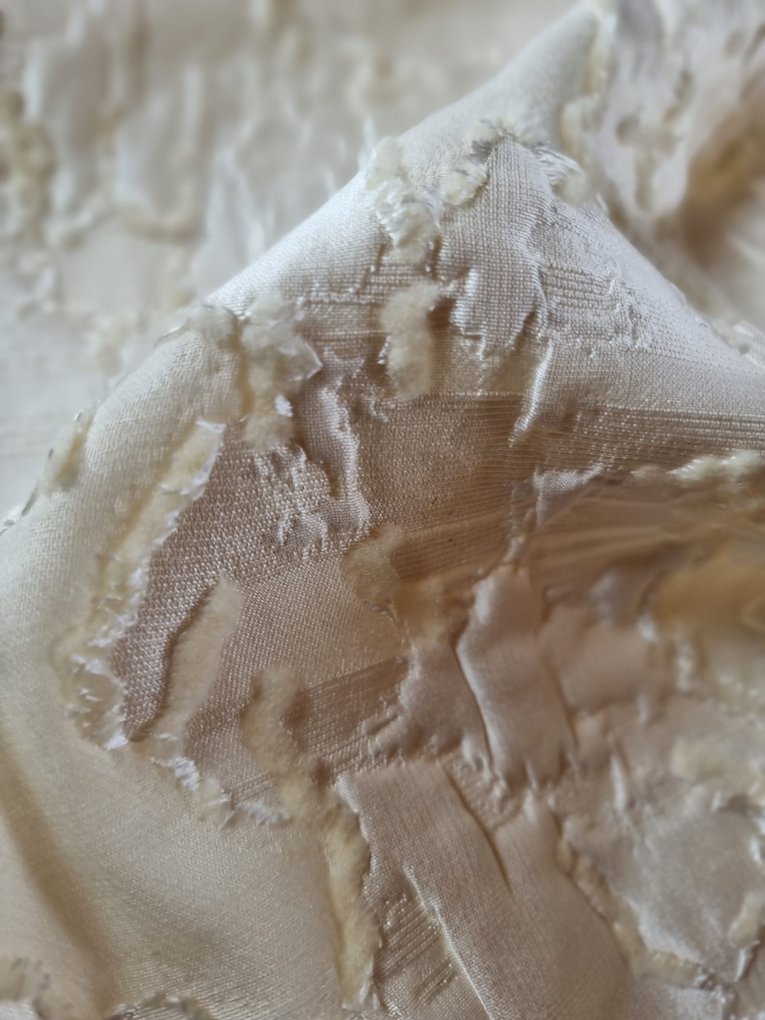 Tesatura Jacquard cu matase naturala - design abstract 3D, Ivoire - imagine 9