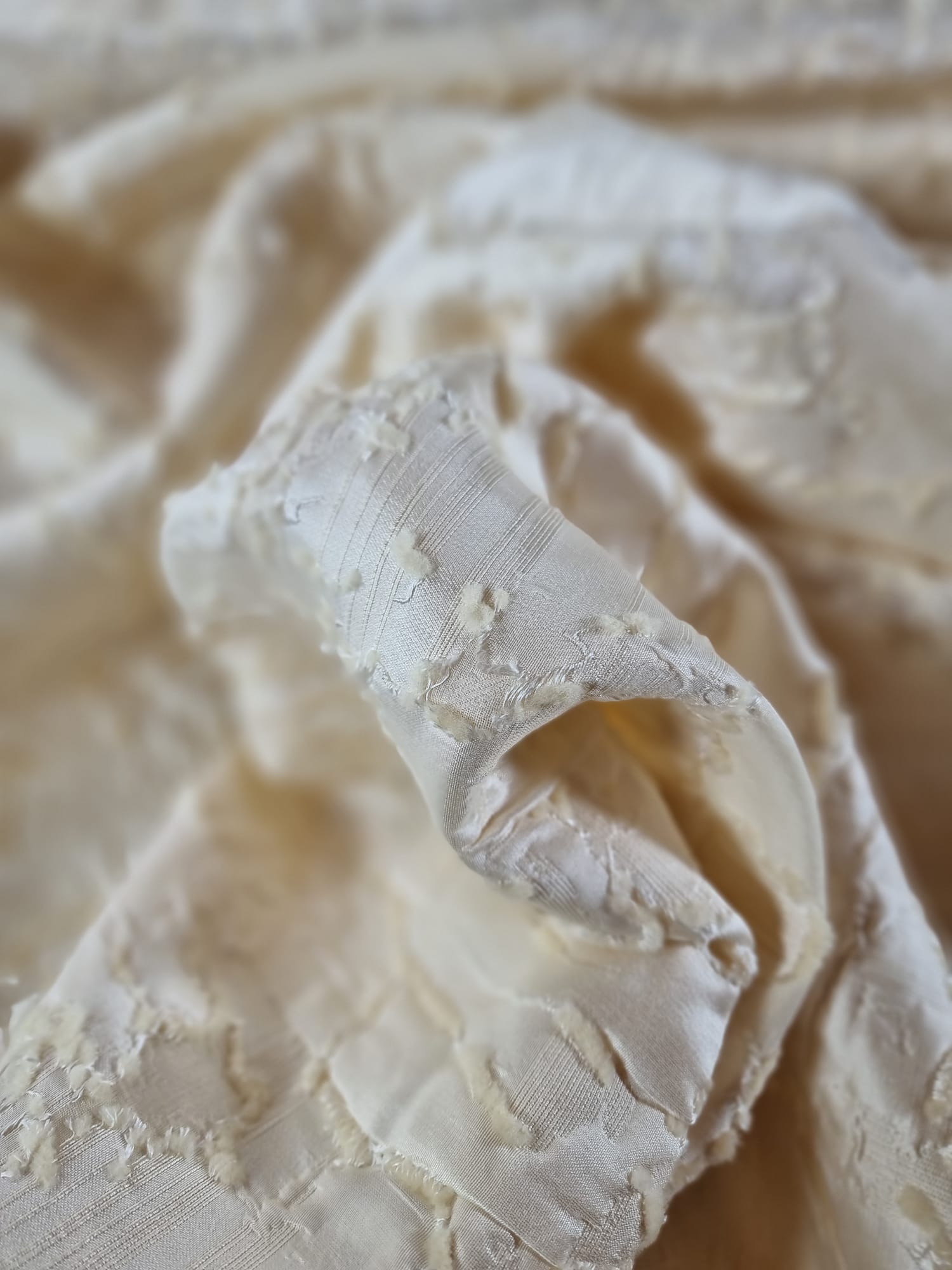 Tesatura Jacquard cu matase naturala - design abstract 3D, Ivoire - imagine 10