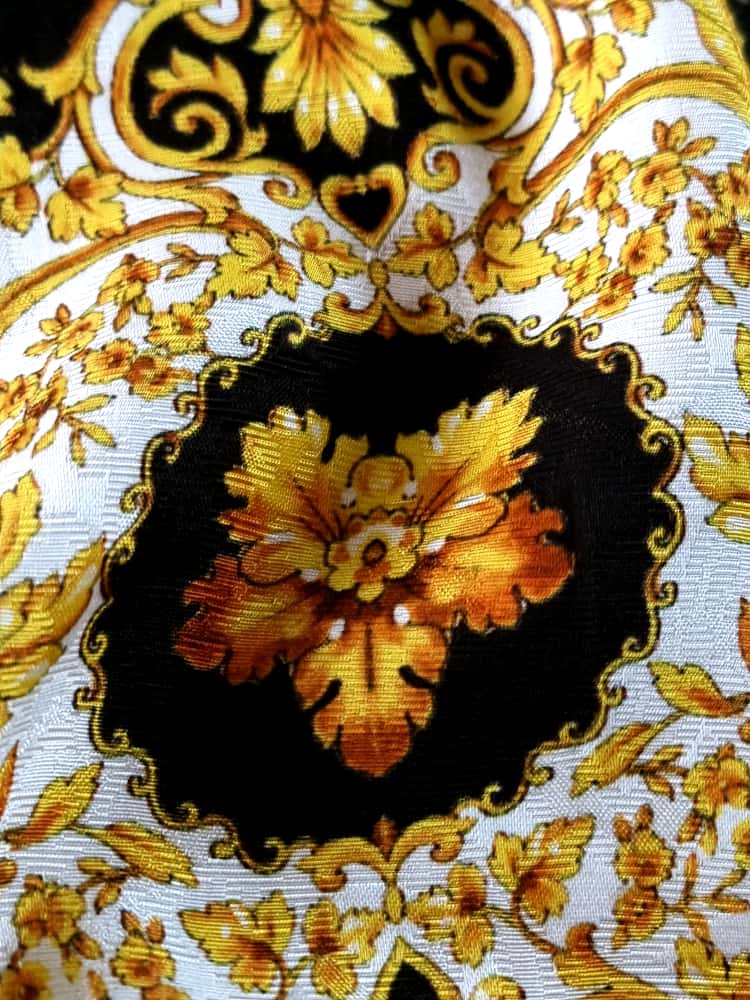 Tesatura Jacquard tip matlase din viscoza - design royal, Galben / Negru / Ivoire - imagine 4