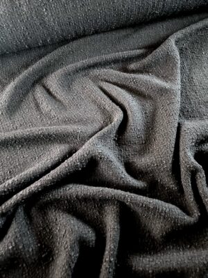 Stofa buclé din lână - design uni, Negru intens