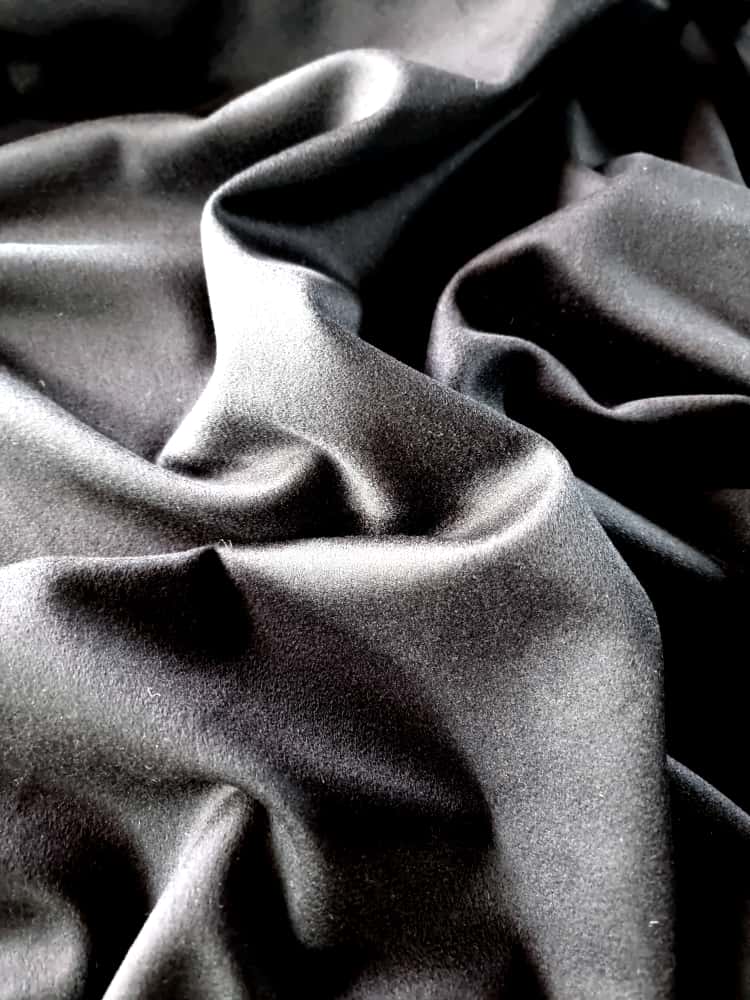 Stofa premium - lână cașmir, design uni, Negru