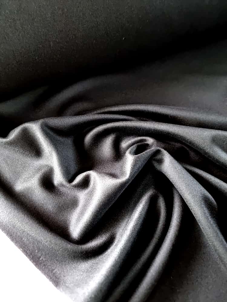 Stofa premium - lână cașmir, design uni, Negru - imagine 5