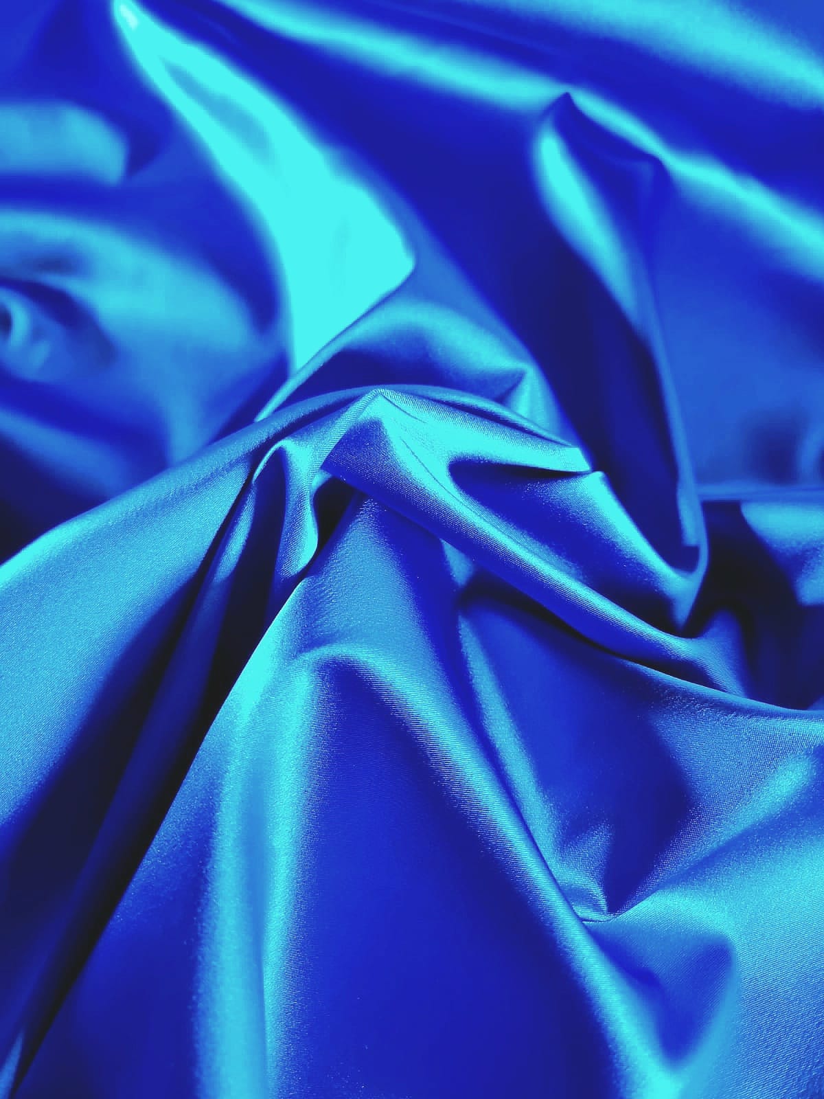 Tafta duchesse - design satinat uni, Albastru - imagine 7