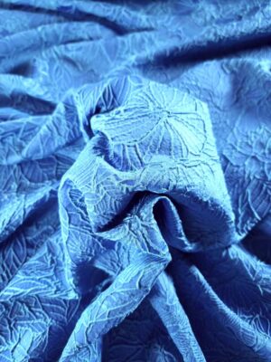 Tesatura Jacquard - design floral, Albastru Cobalt cu Turcoaz