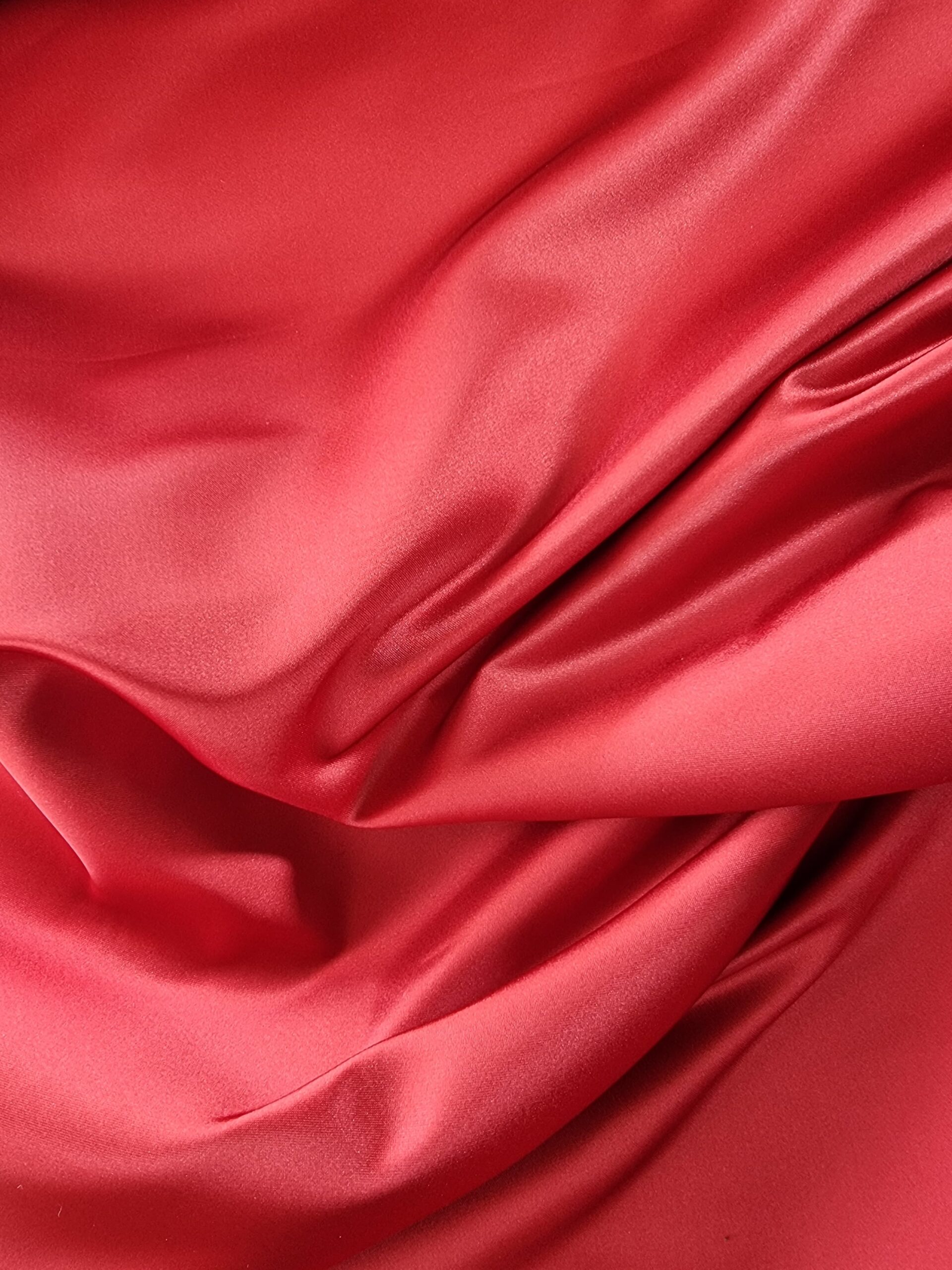 Tafta tip duchesse - design satinat uni, Roșu aprins - imagine 4