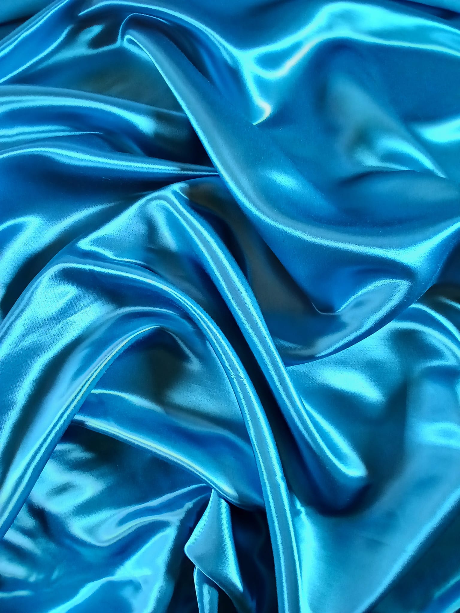 Tesatura plina din mătase de viscoza, satinata, turcoaz, cady - imagine 3