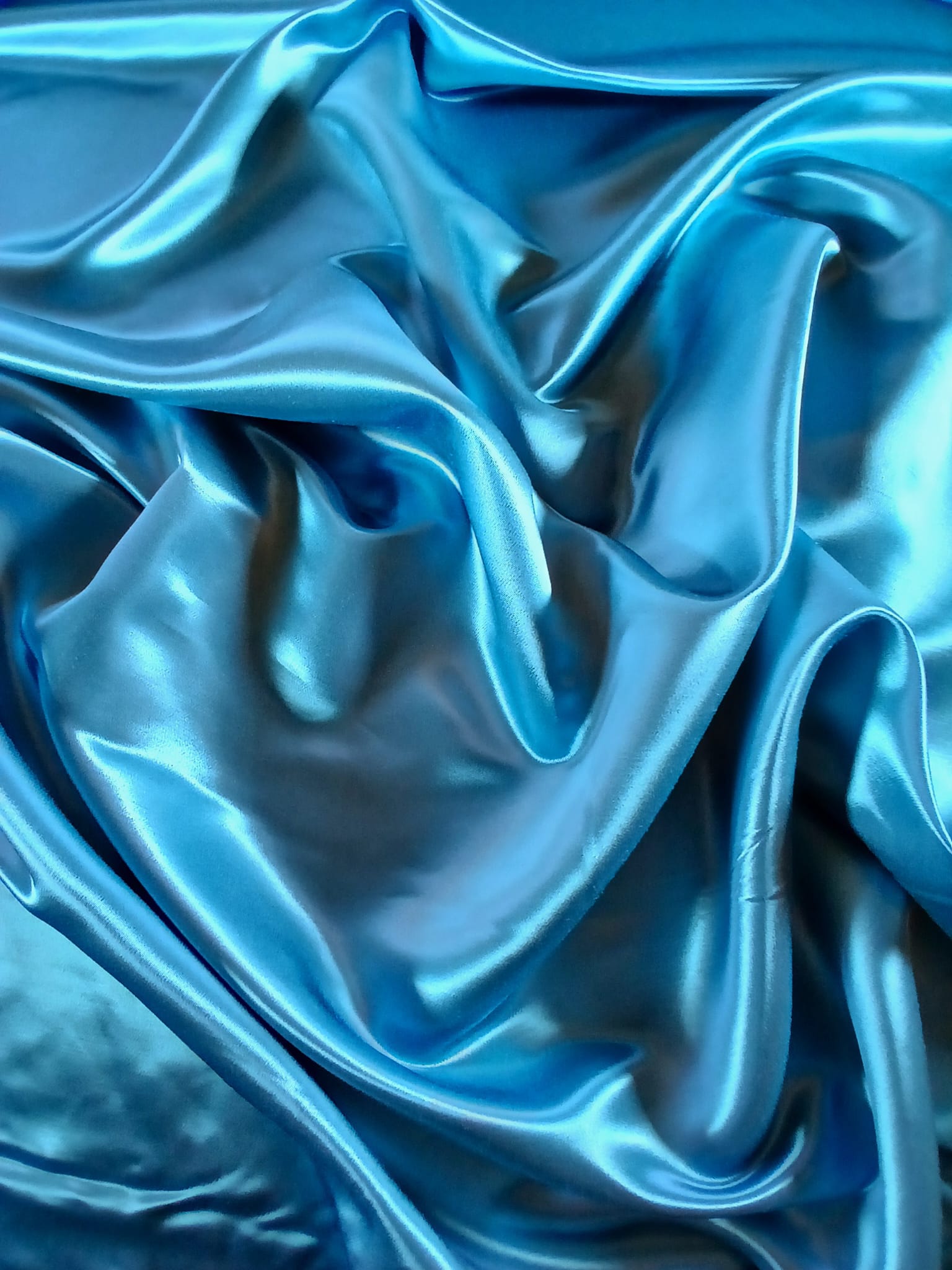 Tesatura plina din mătase de viscoza, satinata, turcoaz, cady - imagine 7