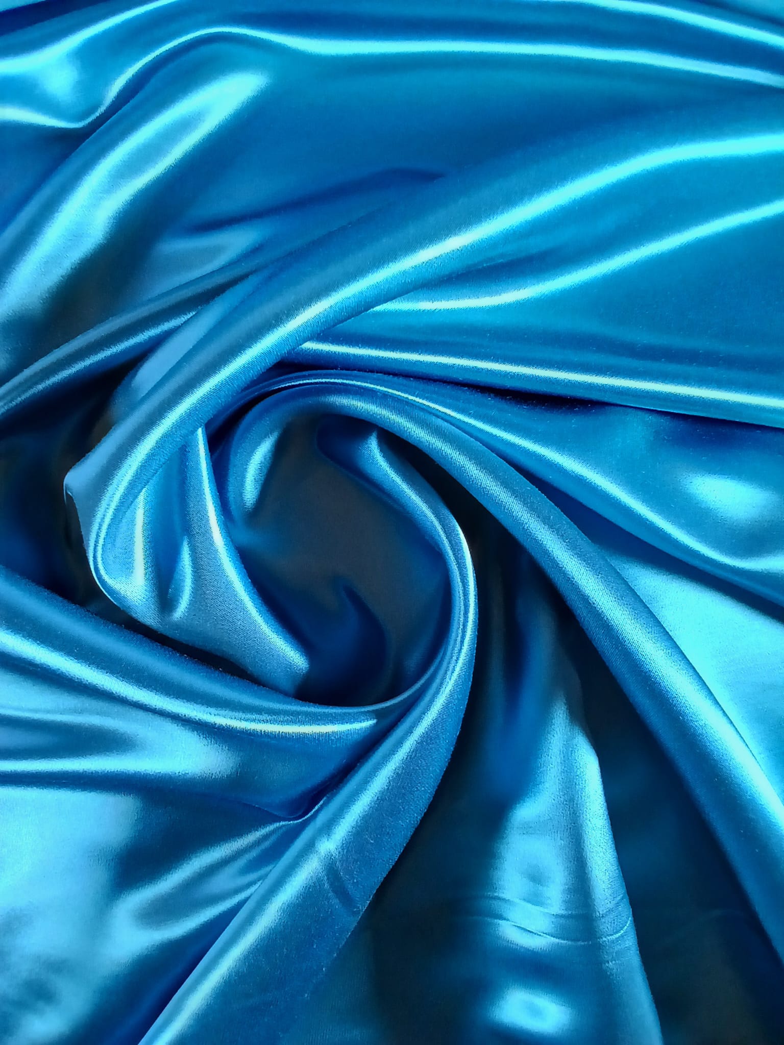 Tesatura plina din mătase de viscoza, satinata, turcoaz, cady - imagine 6