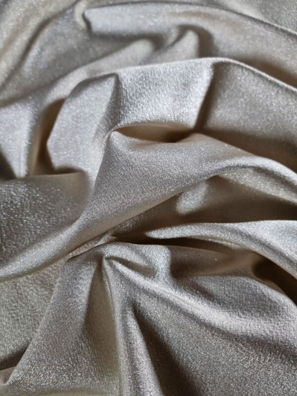 Tafta duchesse cu fir metalizat – double face,  Crem / Argintiu