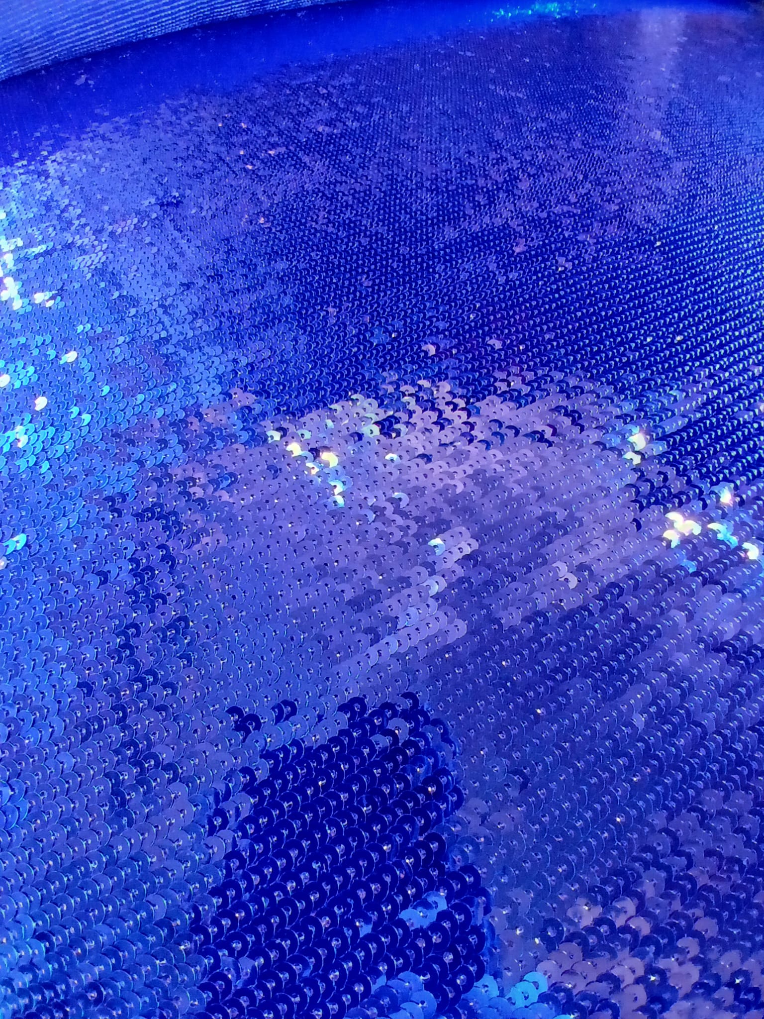 Tesatura brodata cu paiete pe toată suprafața, pe suport de Tulcea, albastru-metalic - imagine 8