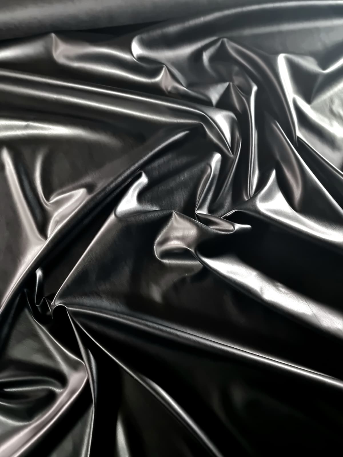 Tesatura din piele ecologica - design uni Negru intens - imagine 7