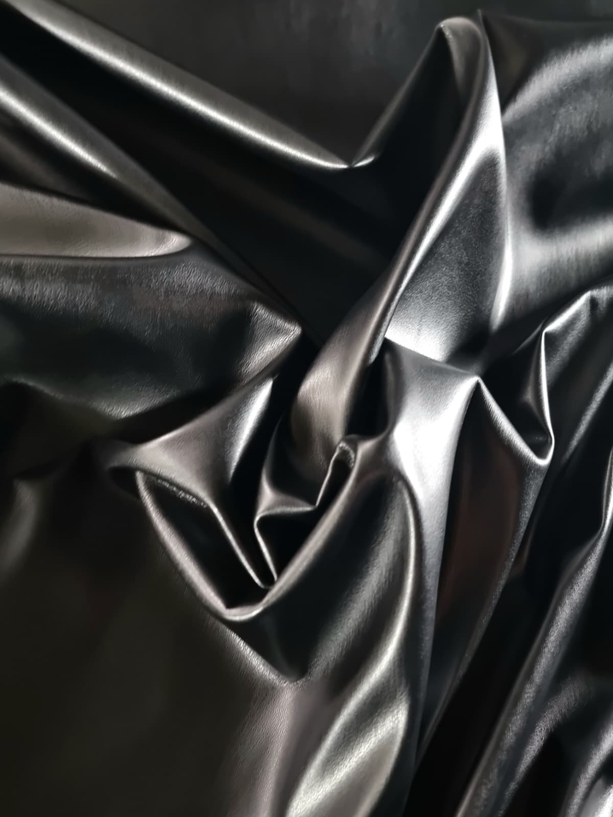 Tesatura din piele ecologica - design uni Negru intens - imagine 3