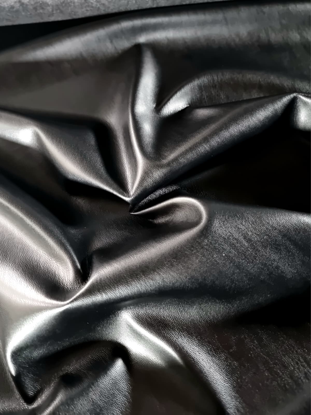 Tesatura din piele ecologica - design uni Negru intens - imagine 2
