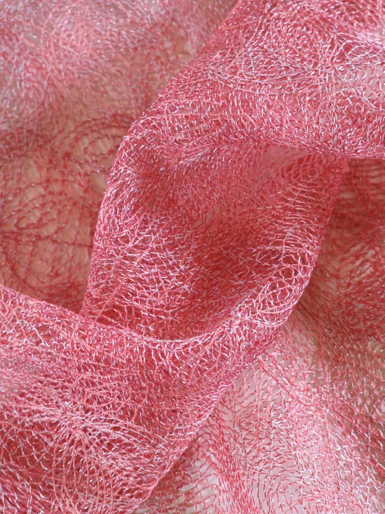 Dantela fina - design floral discret, Roz - imagine 2