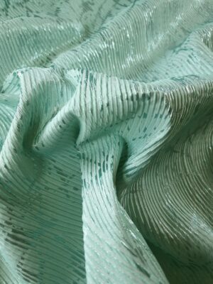 Brocart premium cu insertii de fir metalizat,  Verde menta