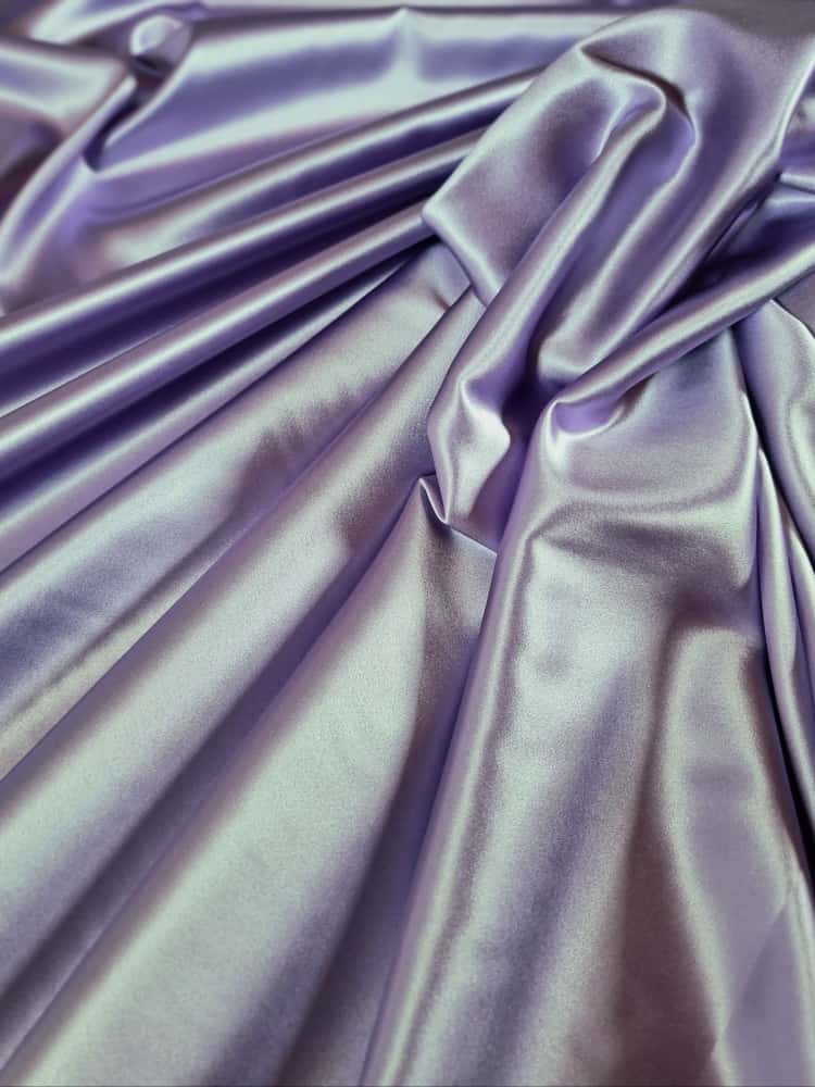 Matase naturala satinata - crepe de chine cu design uni si fata dubla, Mov / Lila - imagine 5