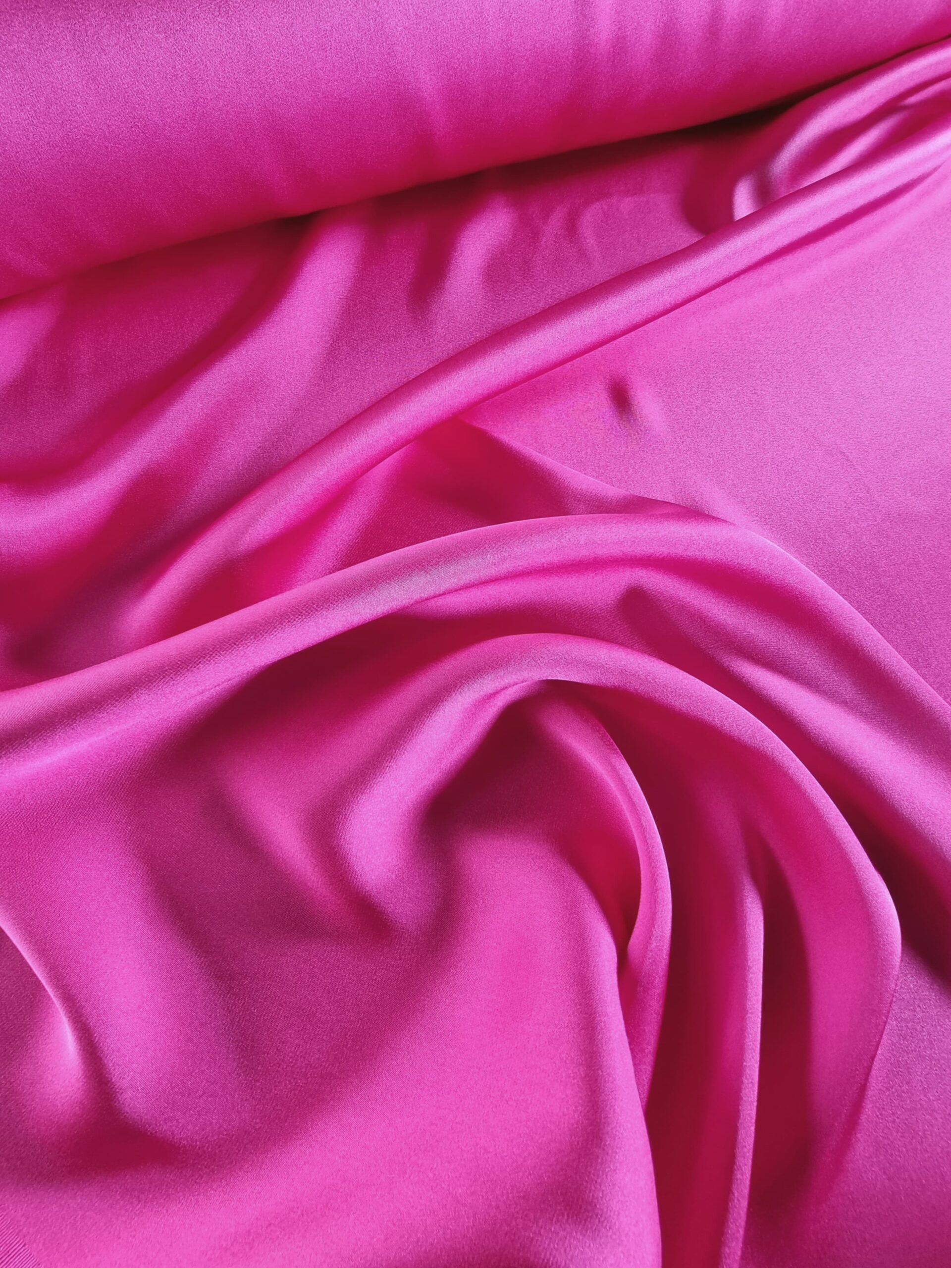 Tesatura dublu crepe cu din matase naturala - double face design uni, Cyclamen - imagine 8