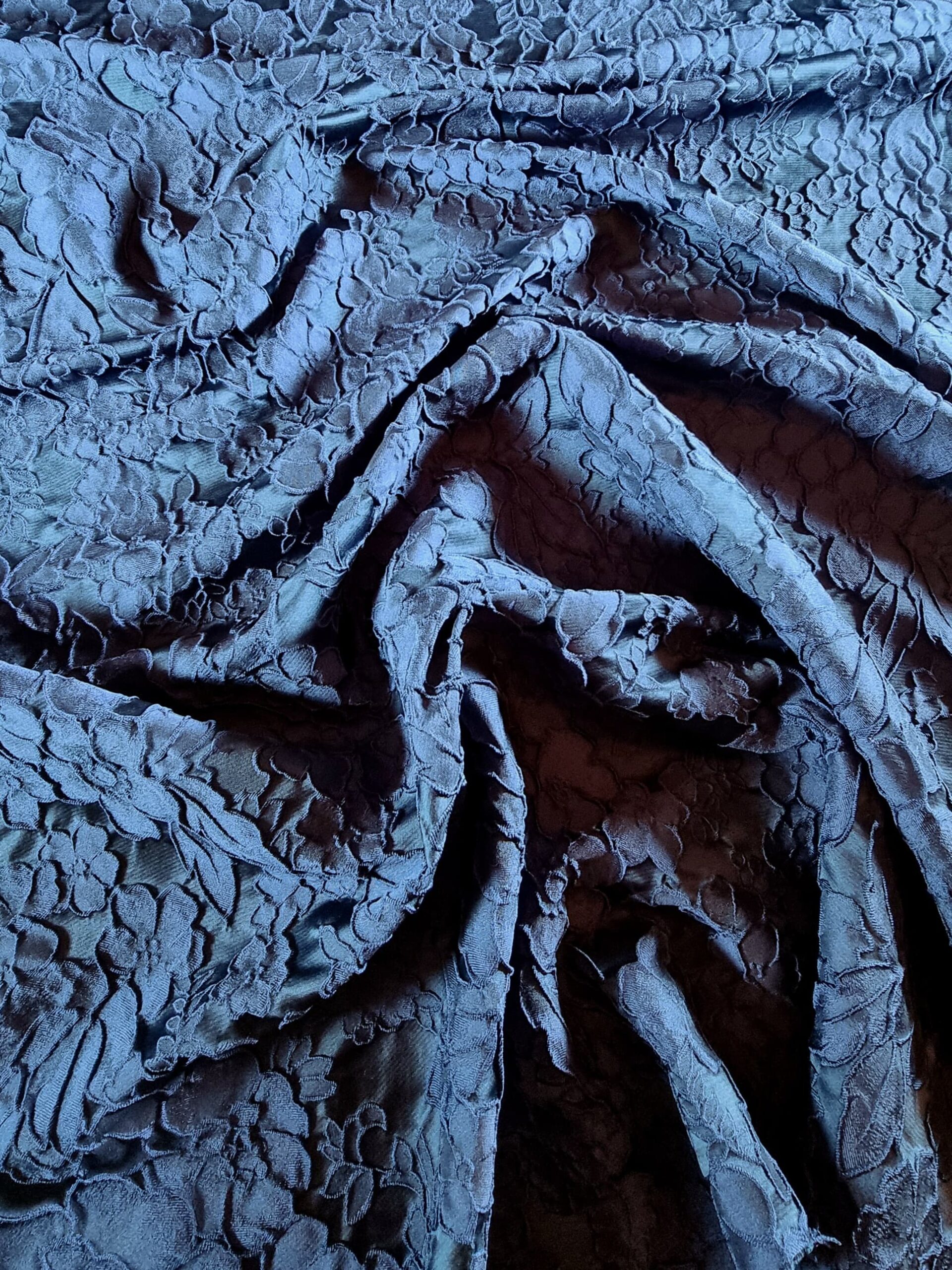 Tesatura Jacquard - design floral, Bleumarin - imagine 8