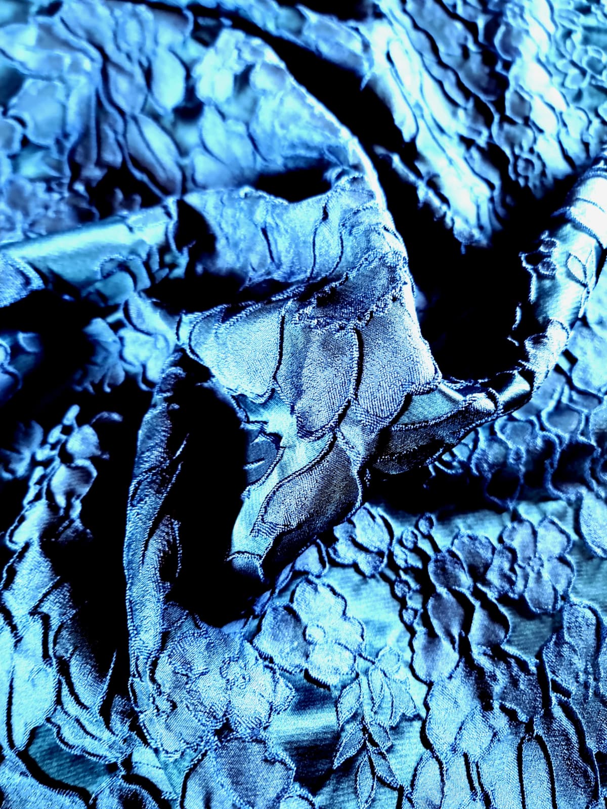 Tesatura Jacquard - design floral, Bleumarin