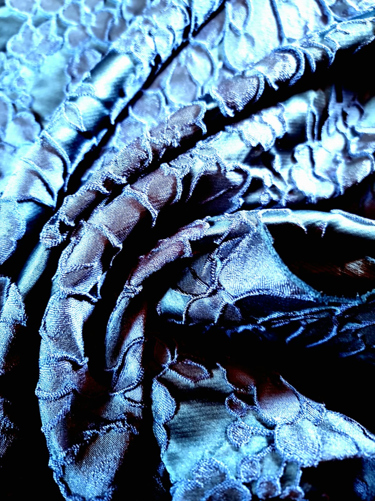 Tesatura Jacquard - design floral, Bleumarin - imagine 2