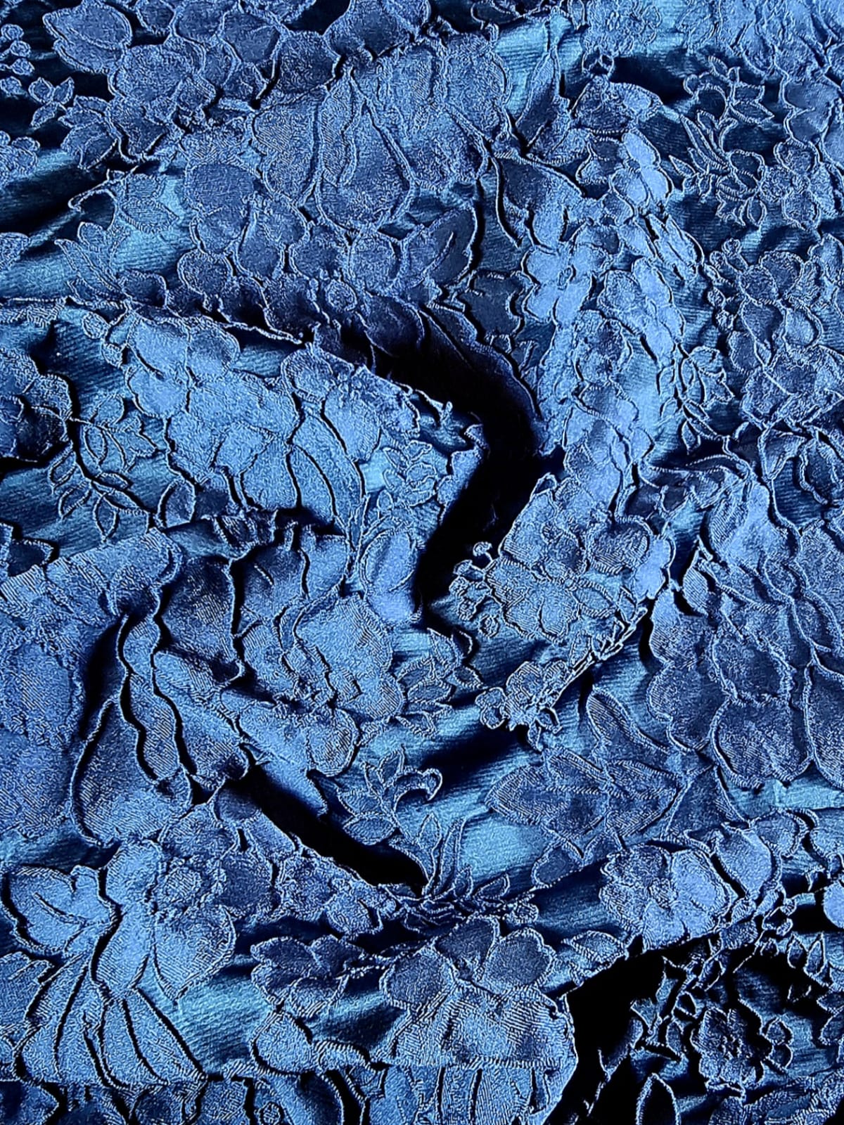 Tesatura Jacquard - design floral, Bleumarin - imagine 9