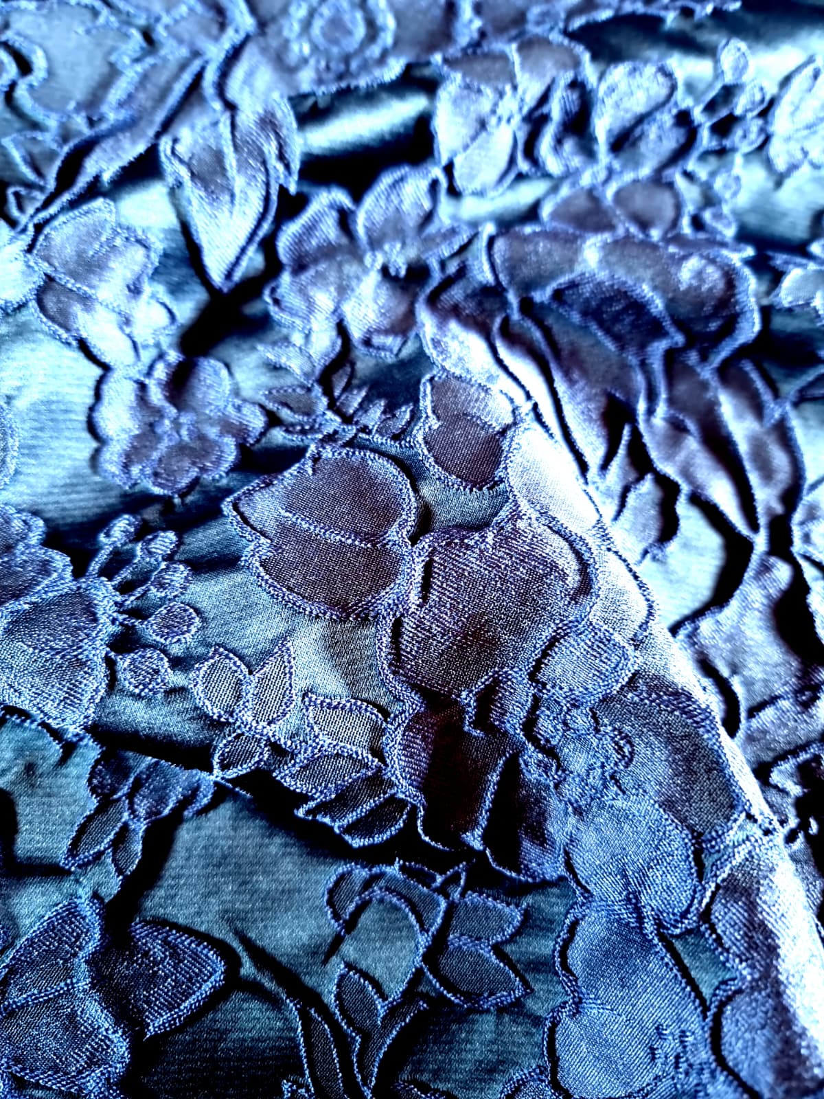 Tesatura Jacquard - design floral, Bleumarin - imagine 5