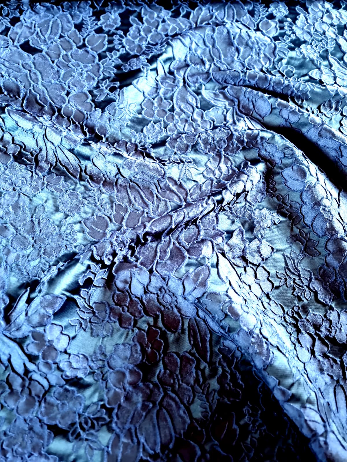 Tesatura Jacquard - design floral, Bleumarin - imagine 3
