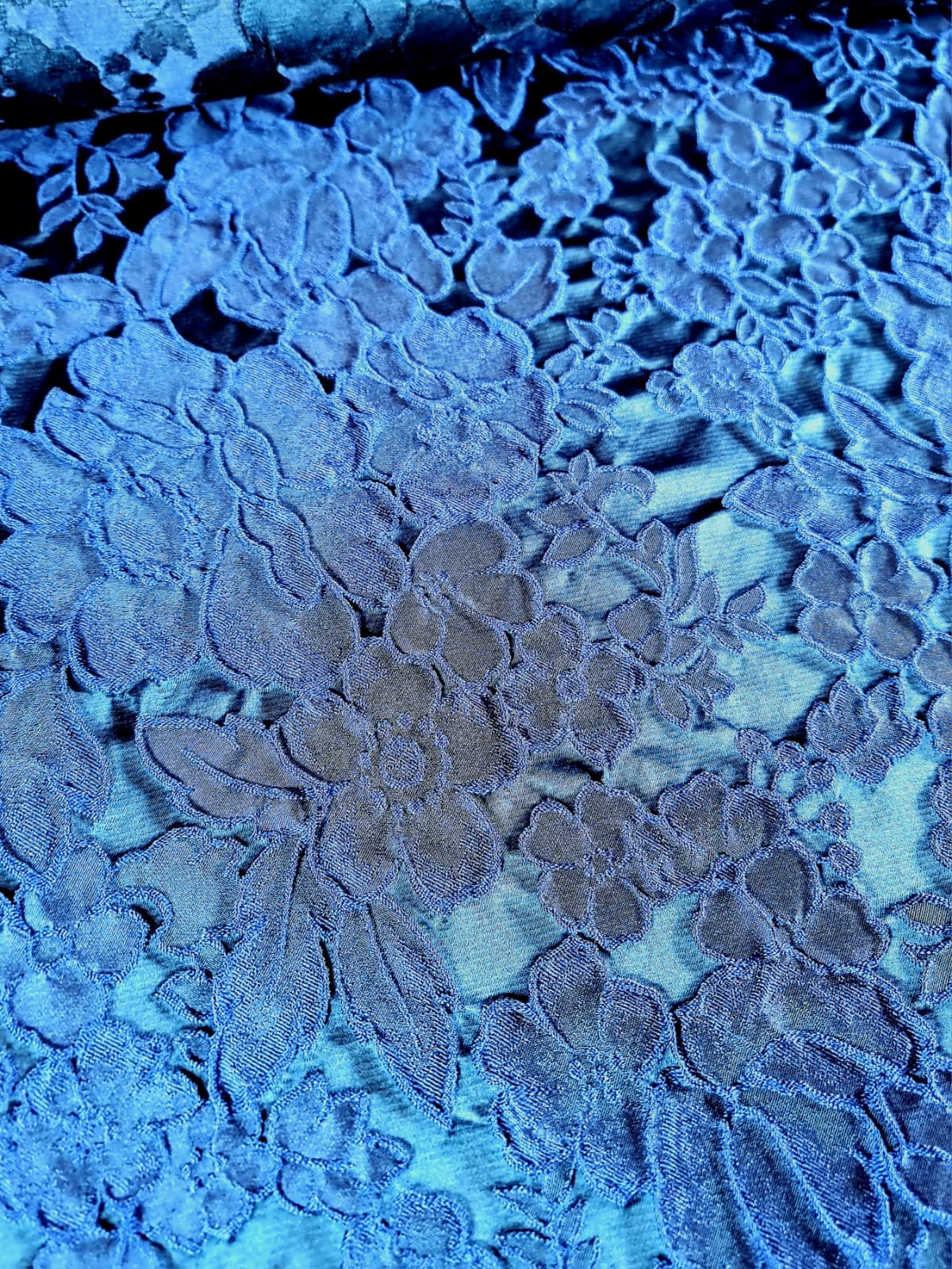Tesatura Jacquard - design floral, Bleumarin - imagine 7