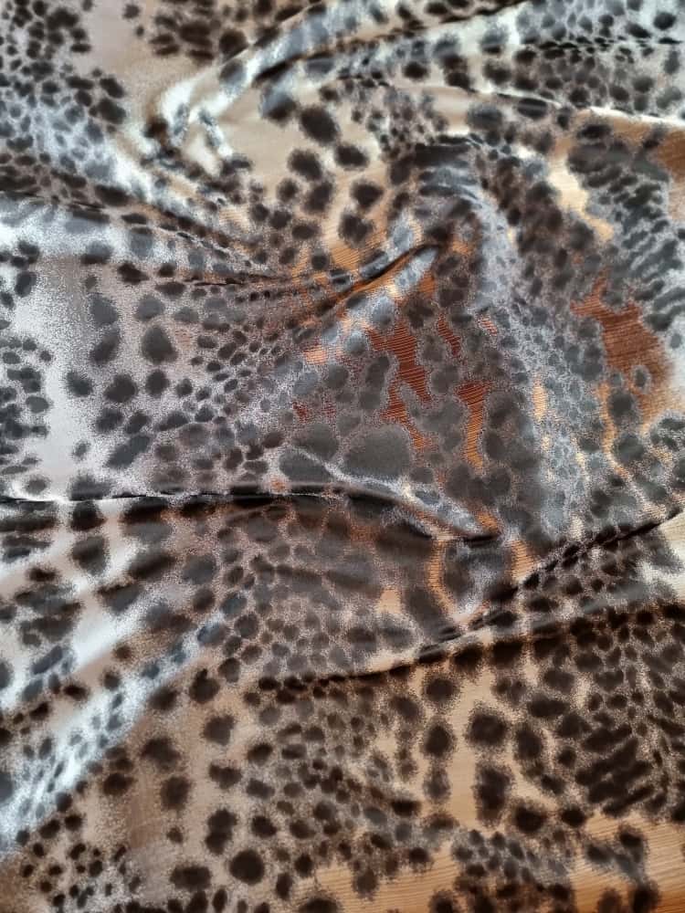 Tesatura jacquard - design animal print, Negru / Argintiu / Maro - imagine 9