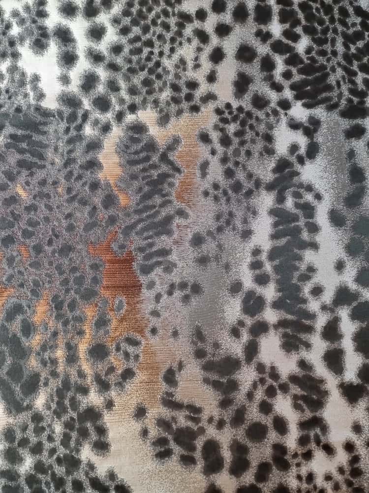 Tesatura jacquard - design animal print, Negru / Argintiu / Maro - imagine 3