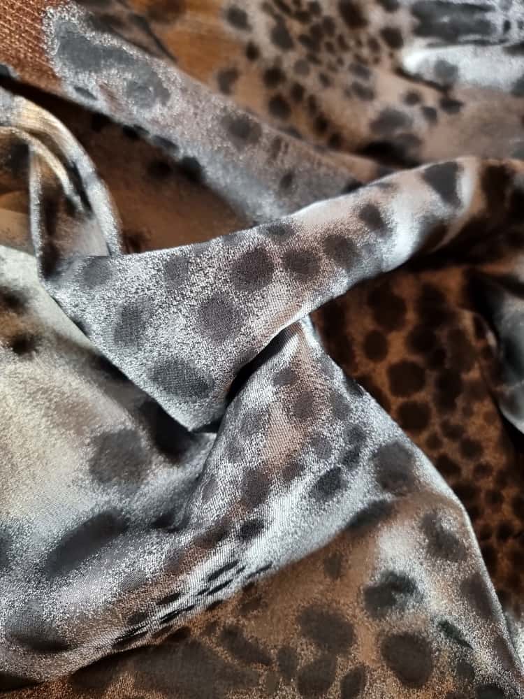 Tesatura jacquard - design animal print, Negru / Argintiu / Maro - imagine 6