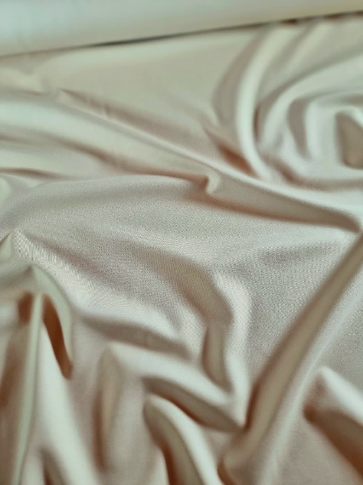 Tesatura Jerse din fibre naturale- tinuta plina , design uni, Bej deschis - imagine 4