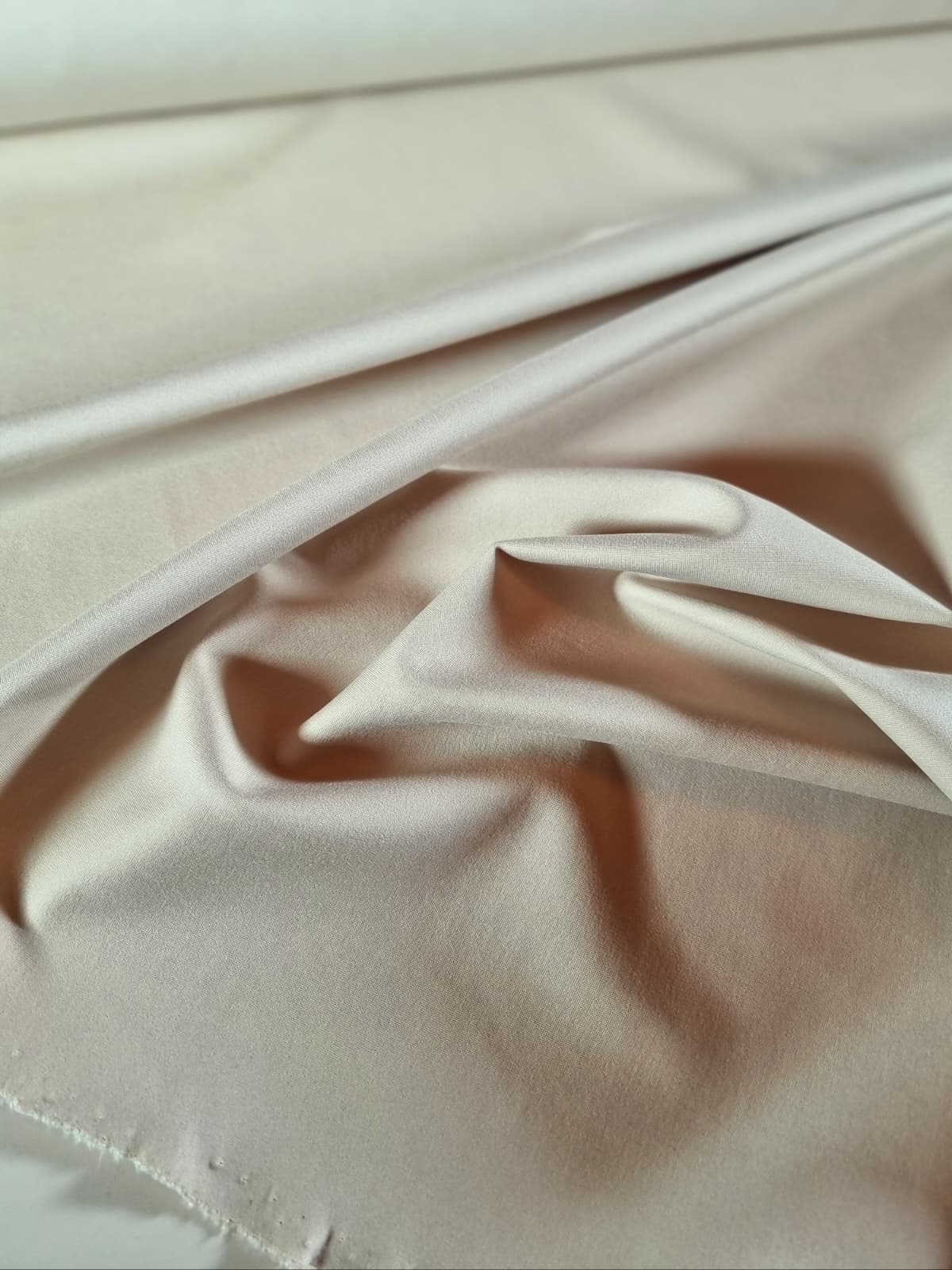 Tesatura Jerse din fibre naturale- tinuta plina , design uni, Bej deschis - imagine 7