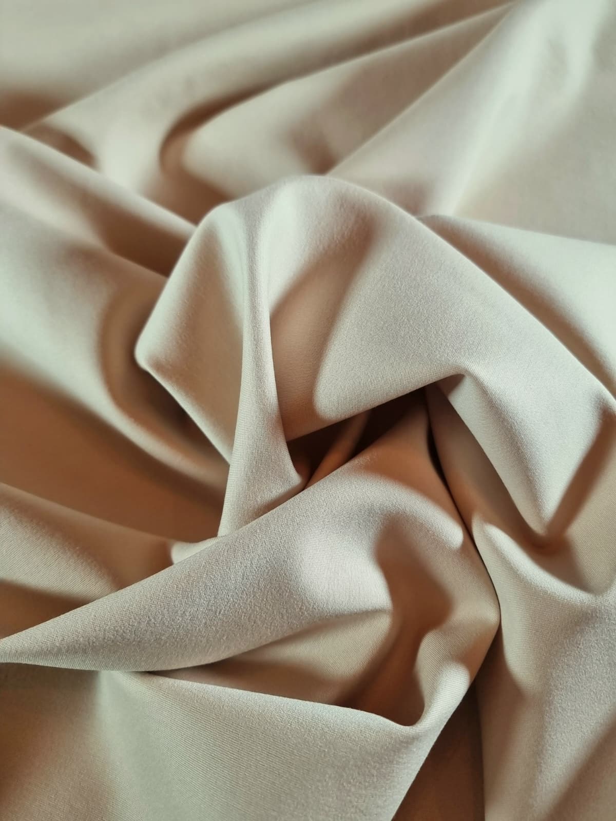 Tesatura Jerse din fibre naturale- tinuta plina , design uni, Bej deschis - imagine 8