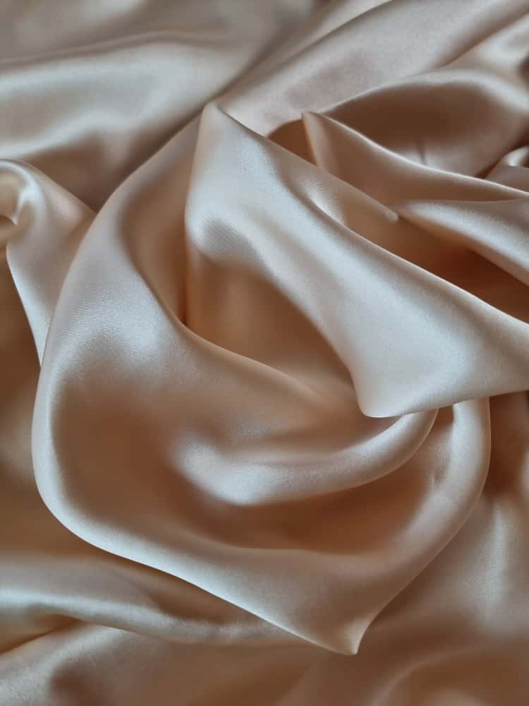 Tesatura din matase naturala satinata, duble face - uni, Crem - imagine 8