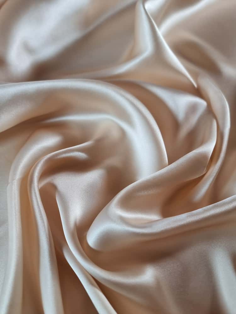 Tesatura din matase naturala satinata, duble face - uni, Crem - imagine 4