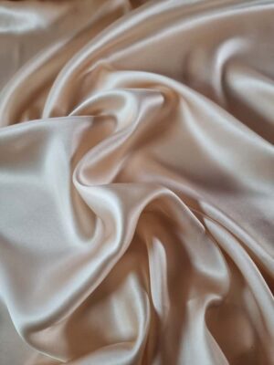 Tesatura din matase naturala satinata, duble face - uni, Crem