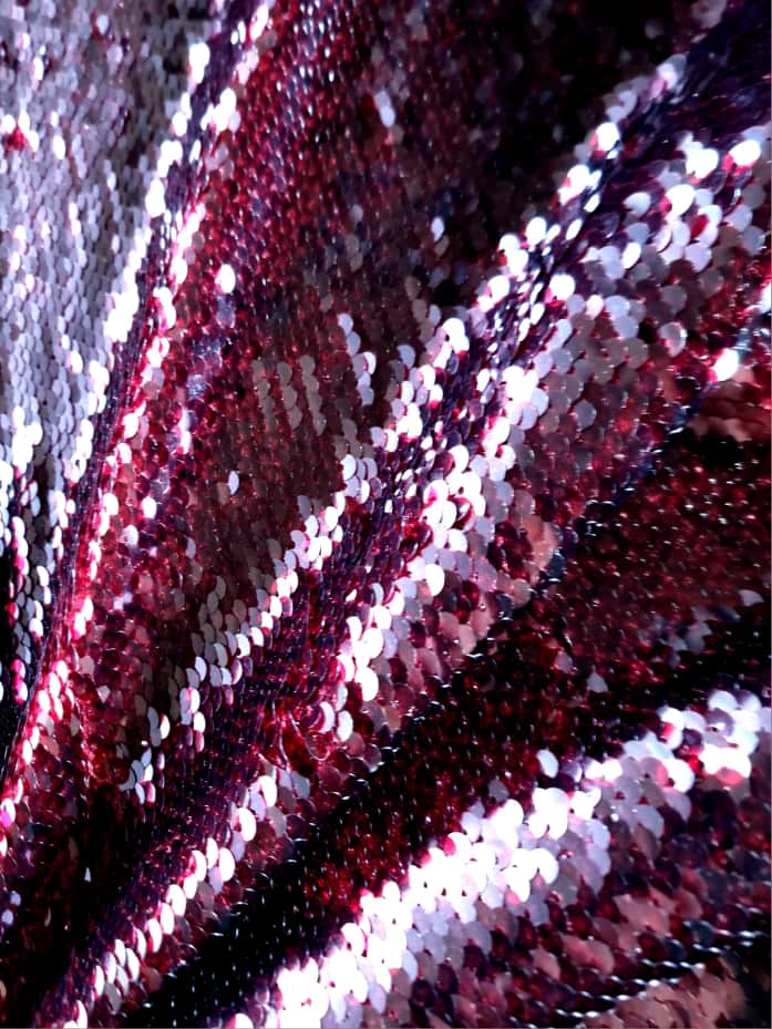 Tesatura plina - paiete cu efect glossy pe suport de tulle elastic, Burgundi - imagine 8