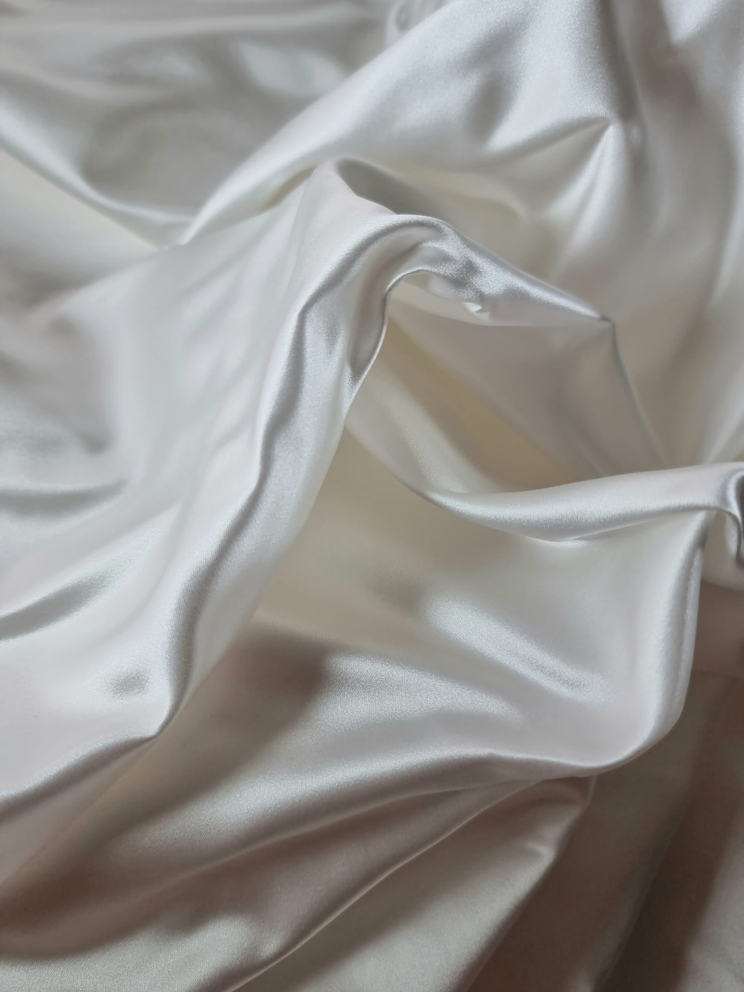 Tafta douchesse din matase naturala - design uni, Alb fildeș - imagine 2