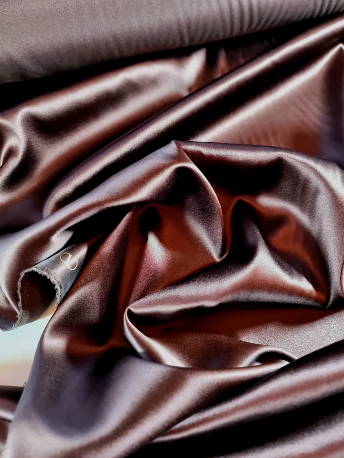 Tesatura crepe de chine din matase naturala - design uni double face, Maro Ciocolata - imagine 7