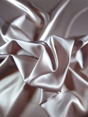 Tesatura crepe de chine din matase naturala - design uni double face, Gri perlat