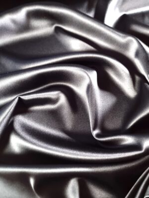 Tesatura crepe de chine din matase naturala - design uni double face, Negru intens