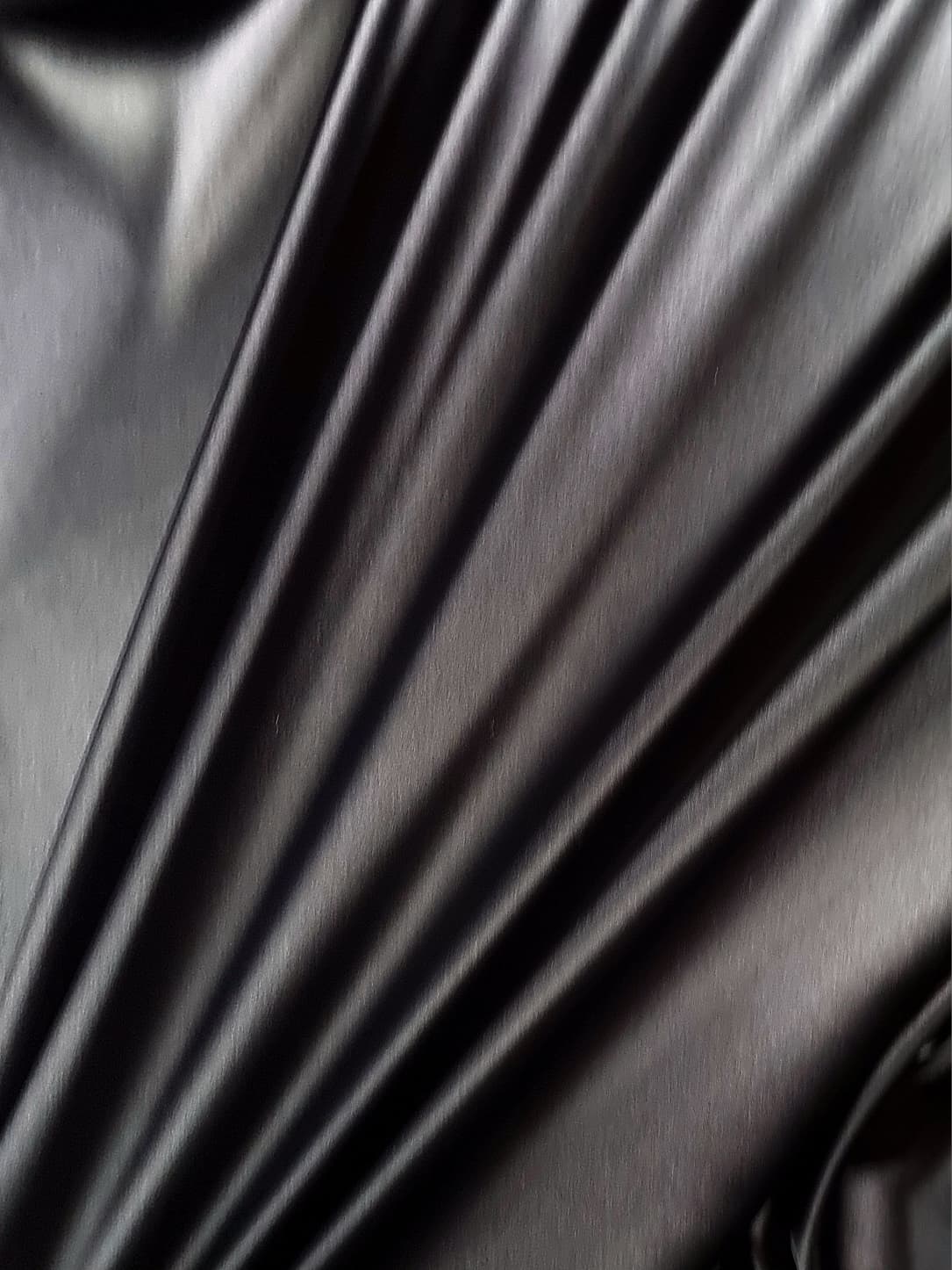 Tesatura crepe de chine din matase naturala - design uni double face, Negru intens - imagine 3