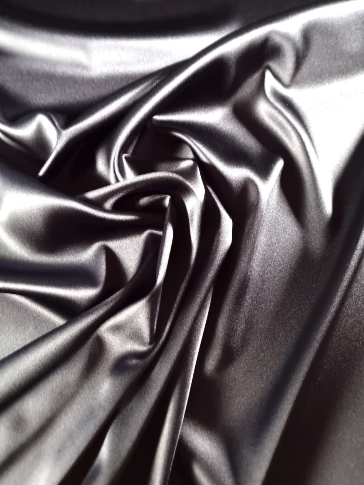 Tesatura crepe de chine din matase naturala - design uni double face, Negru intens - imagine 7