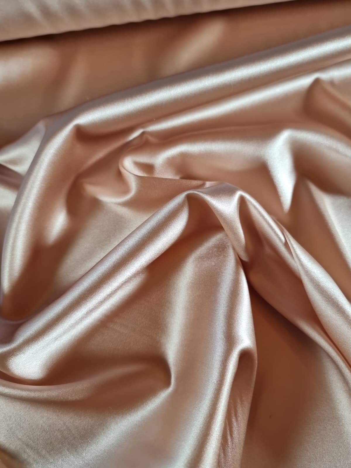 Tesatura crepe de chine din matase naturala - design uni double face, Nude - imagine 6