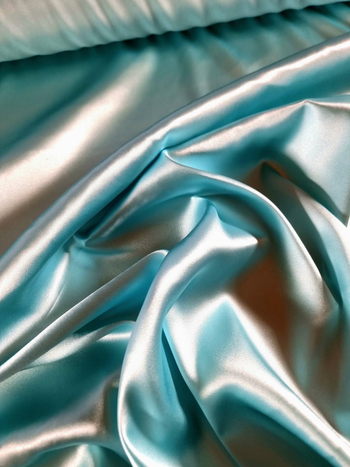 Tesatura crepe de chine din matase naturala - design uni, Turcoaz deschis