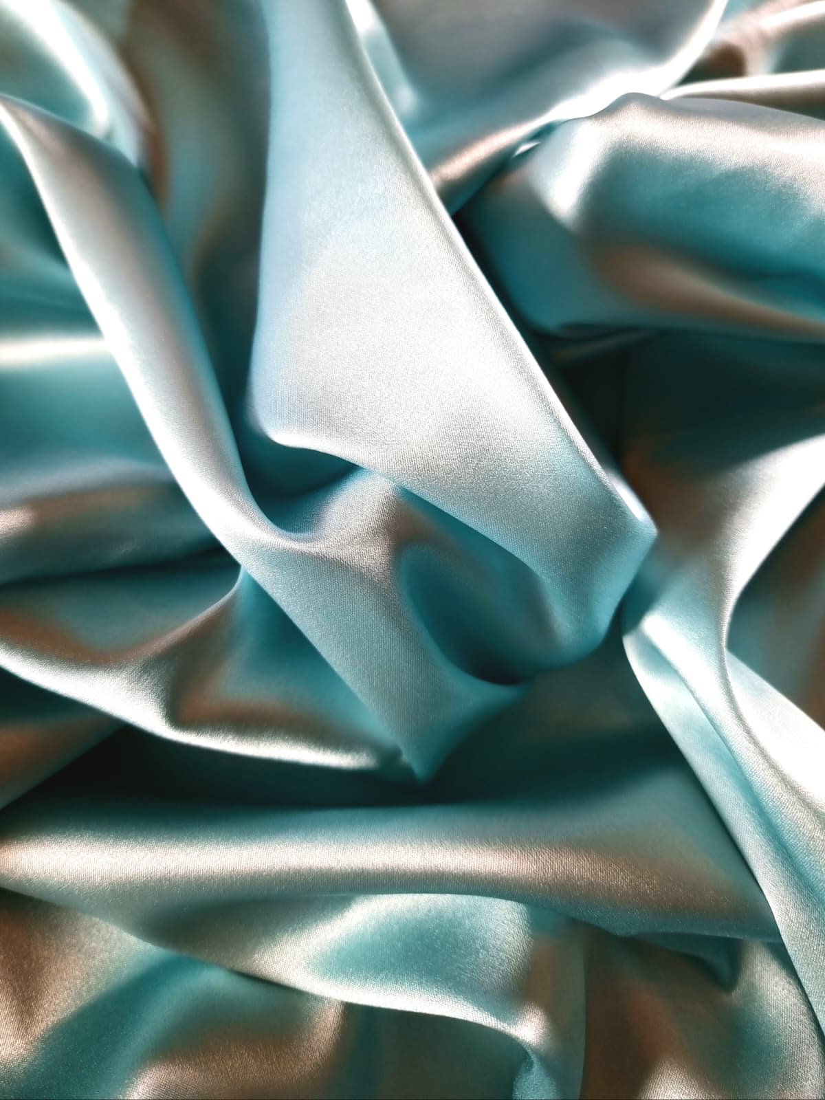 Tesatura crepe de chine din matase naturala - design uni, Turcoaz deschis - imagine 4